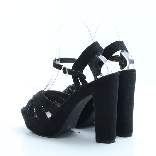 New Look Womens Black Polyester Strappy Heel UK 5 EUR 38