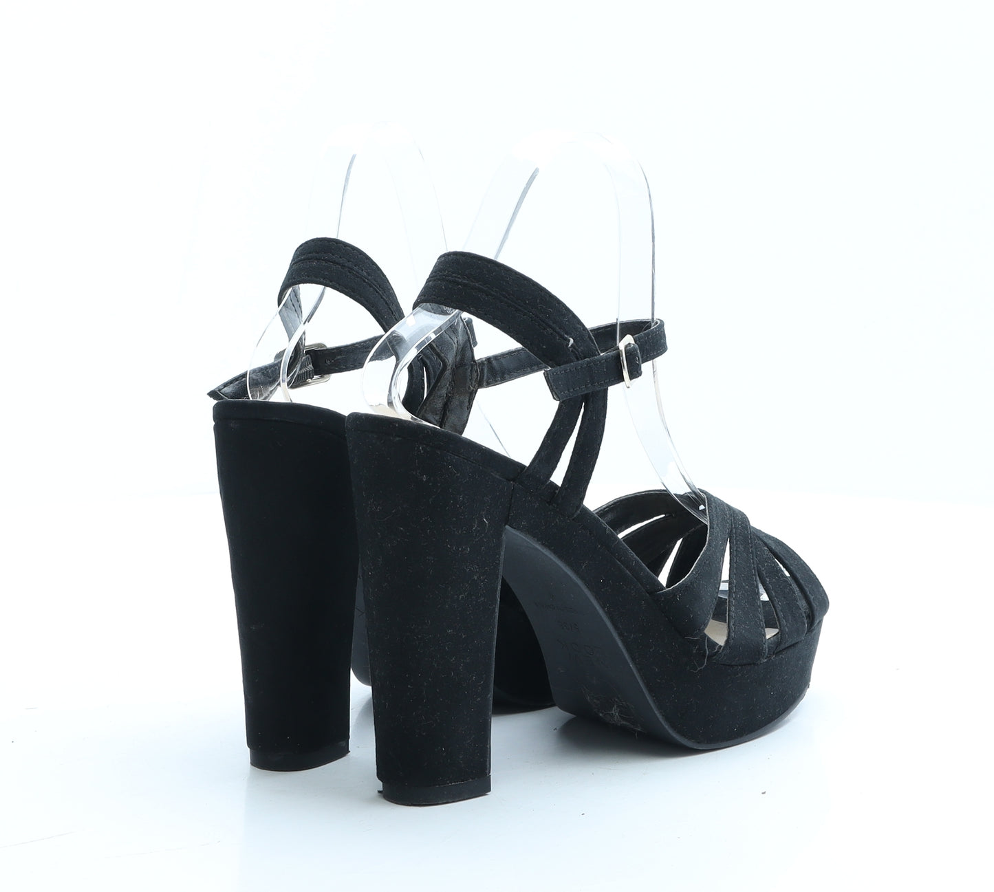 New Look Womens Black Polyester Strappy Heel UK 5 EUR 38