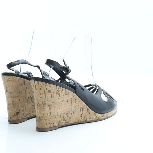 The Collections Womens Black Polyester Espadrille Heel UK 7