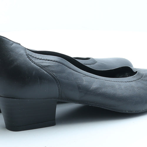 Orthopedic Womens Black Leather Court Heel UK 5