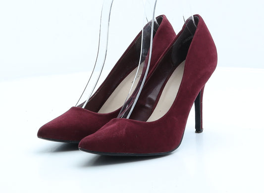 New Look Womens Red Faux Suede Court Heel UK 4 EUR 37