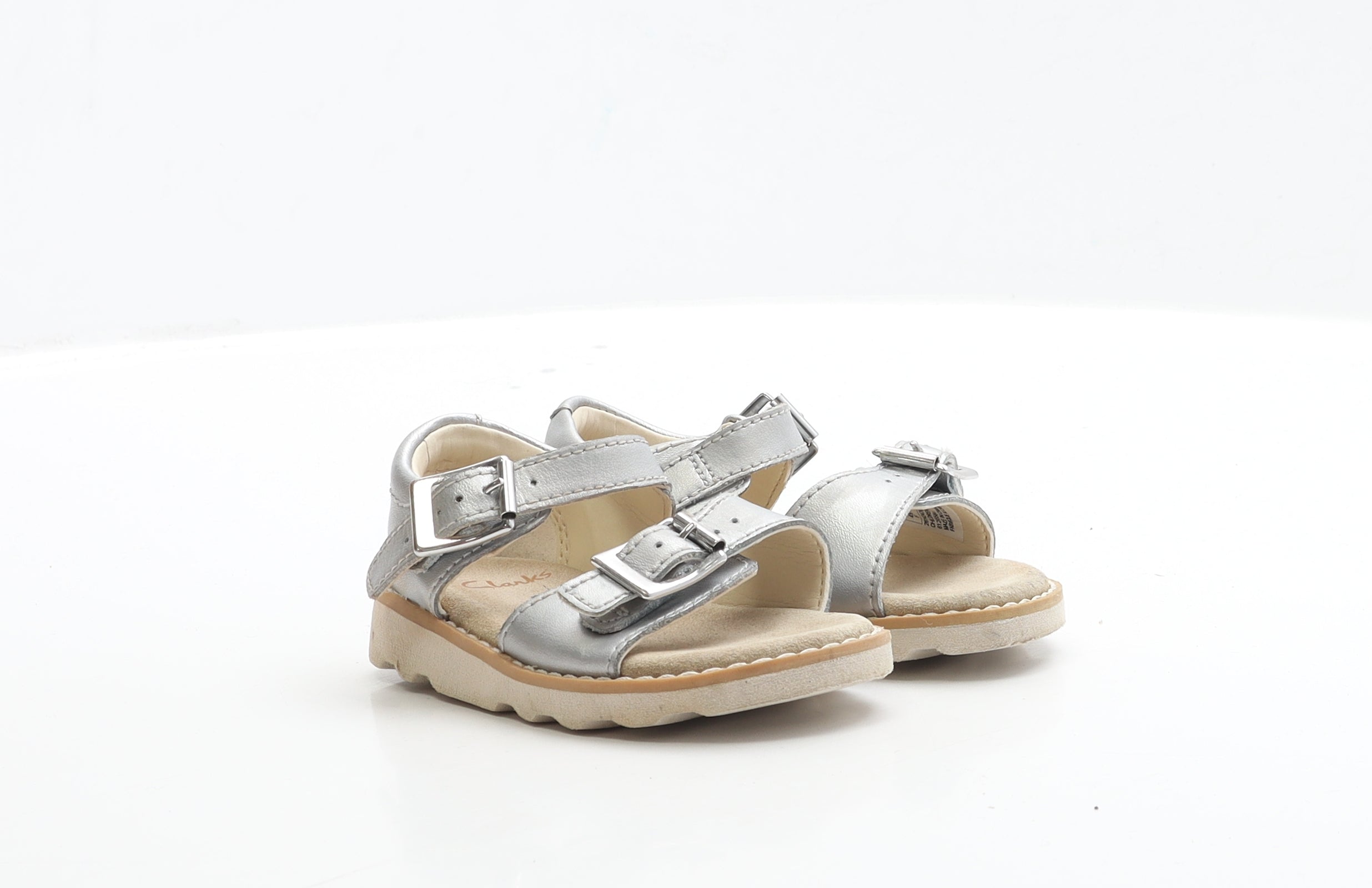 Clarks silver store flat sandals