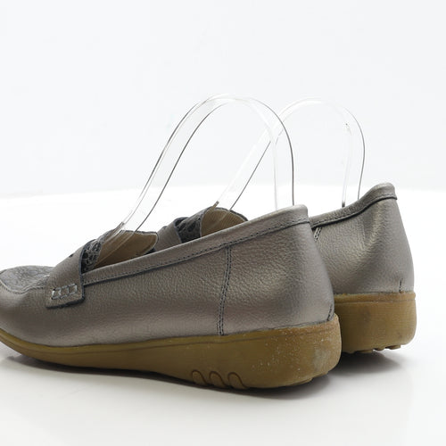 Damart Womens Grey Geometric Faux Leather Loafer Flat UK 5 EUR 38