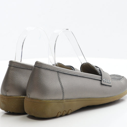 Damart Womens Grey Geometric Faux Leather Loafer Flat UK 5 EUR 38