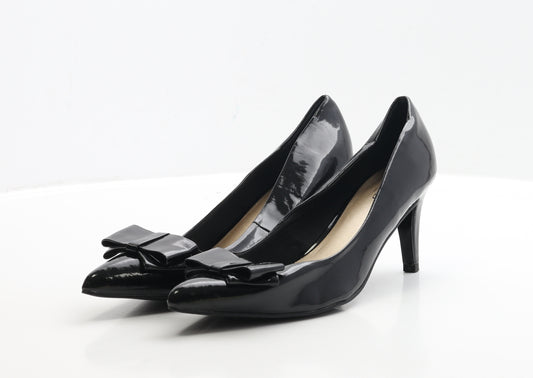 Limited Collection Womens Black Patent Leather Court Heel UK 6