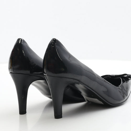 Limited Collection Womens Black Patent Leather Court Heel UK 6