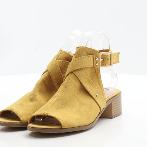 Primark Womens Yellow Faux Suede Strappy Heel UK 3 EUR 36