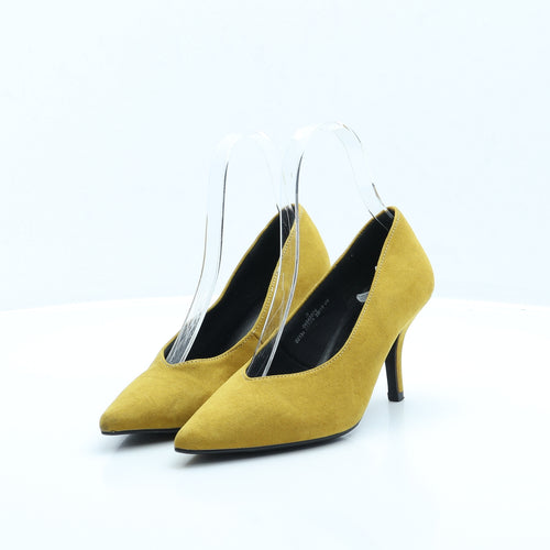 Marks and Spencer Womens Yellow Faux Suede Court Heel UK 3