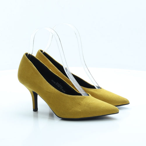 Marks and Spencer Womens Yellow Faux Suede Court Heel UK 3