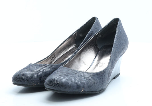 FootGlove Womens Blue Animal Print Leather Court Heel UK 6