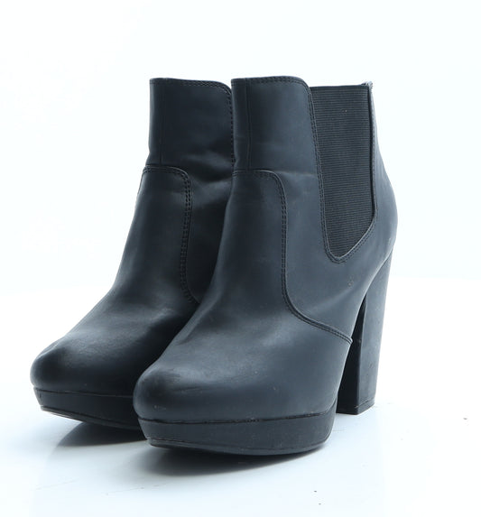 New Look Womens Black Faux Fur Bootie Boot UK 6 EUR 39