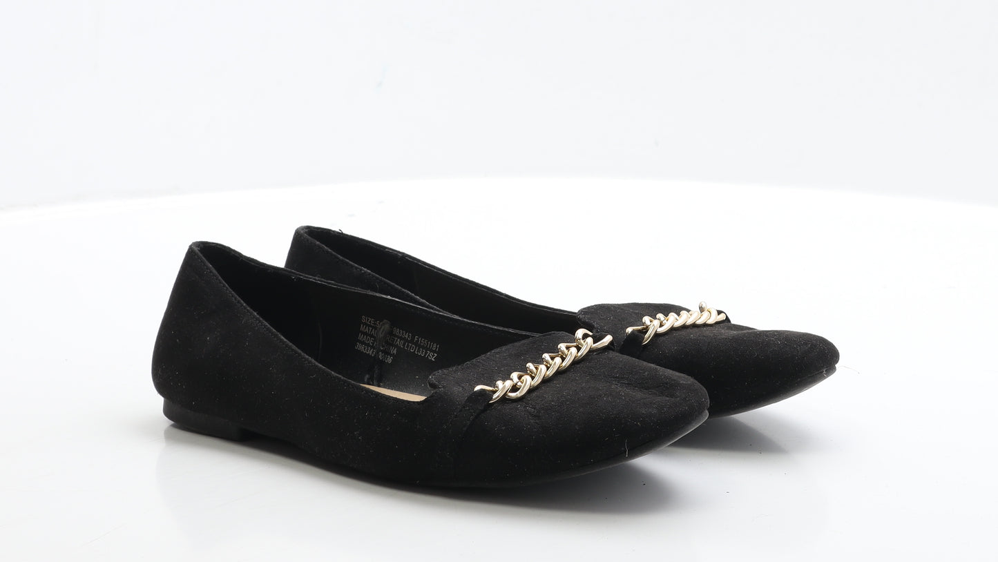 Matalan Womens Black Faux Suede Ballet Flat UK 5 EUR 38