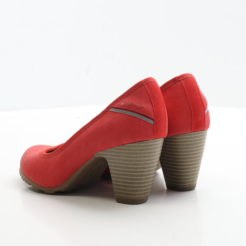 s.Oliver Womens Red Faux Suede Court Heel UK 5 EUR 38