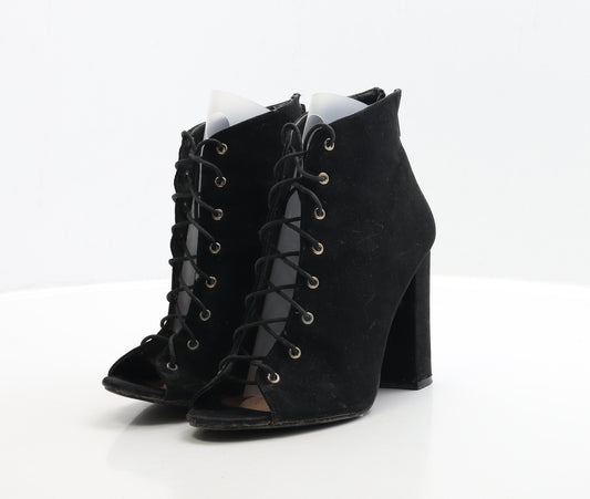 Atmosphere Womens Black Faux Suede Bootie Boot UK 6 EUR 39 - Lace up