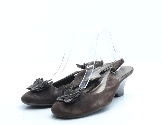 BHS Womens Brown Leather Slingback Heel UK 7
