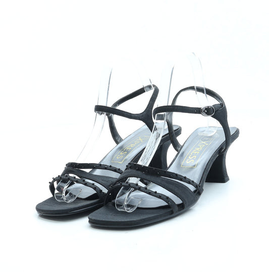 Shoe Express Womens Black Polyester Strappy Heel UK 6