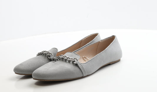 Primark Womens Grey Suede Loafer Flat UK 8 41