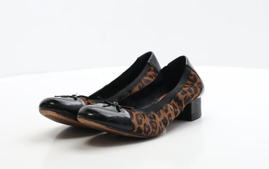 Clarks Womens Brown Animal Print Leather Court Heel UK 5.5