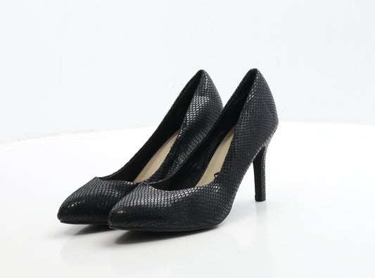 New Look Womens Black Geometric Leather Court Heel UK 4 37