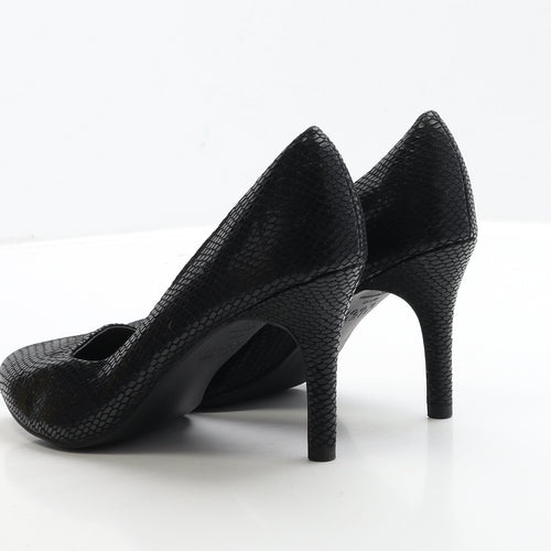 New Look Womens Black Geometric Leather Court Heel UK 4 37