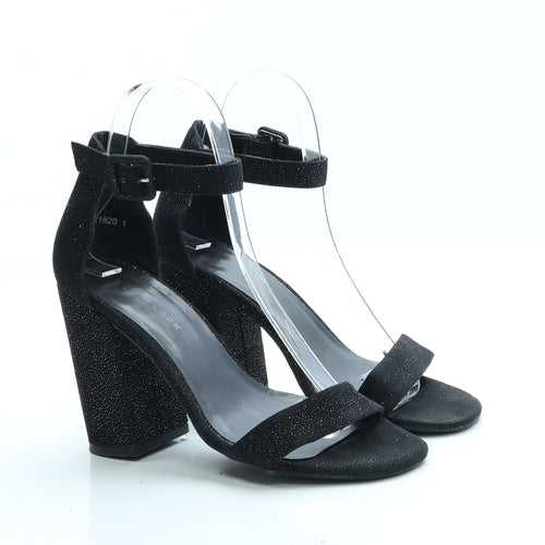 New Look Womens Black Polyester Strappy Heel UK 3 36