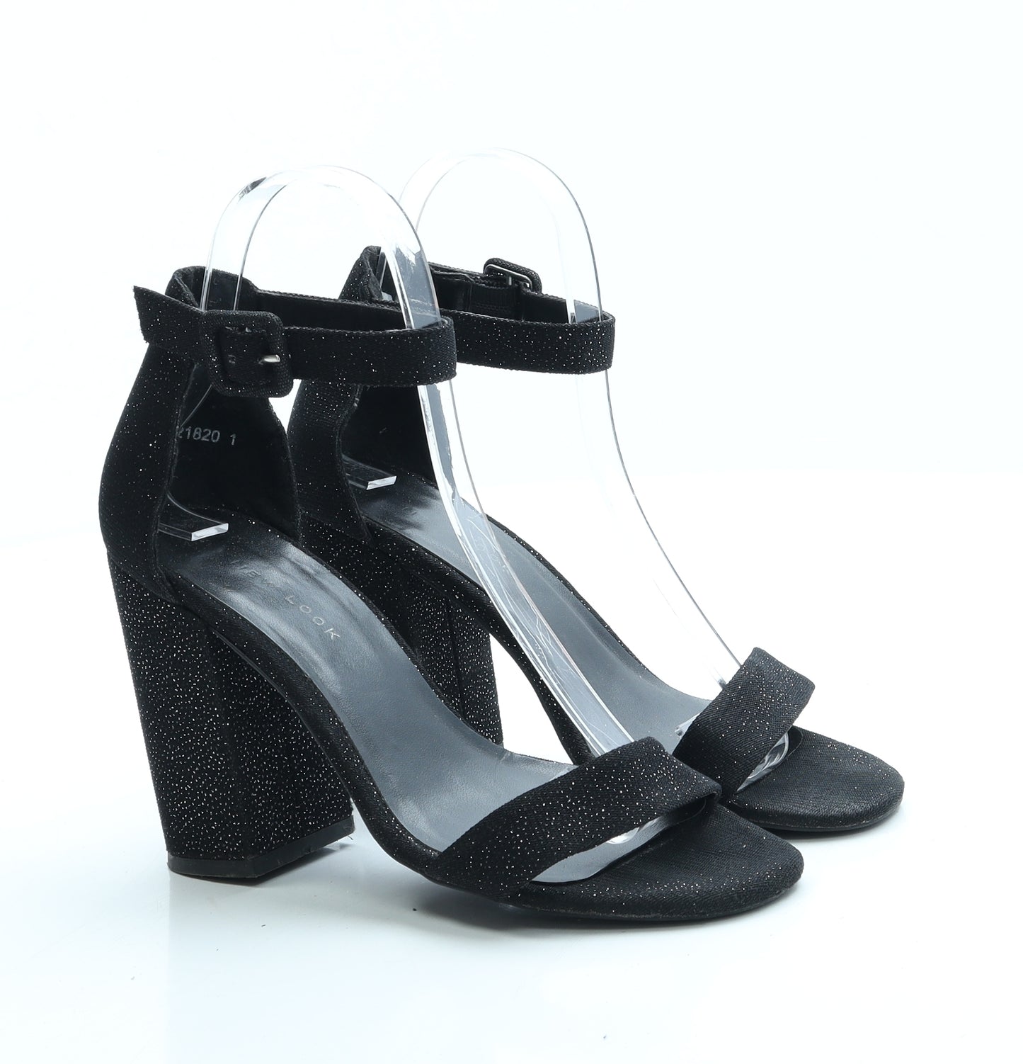 New Look Womens Black Polyester Strappy Heel UK 3 36