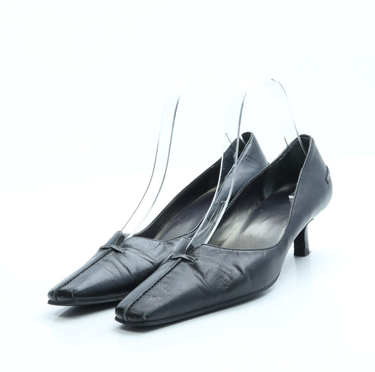 Preworn Womens Black Leather Court Heel UK 3.5