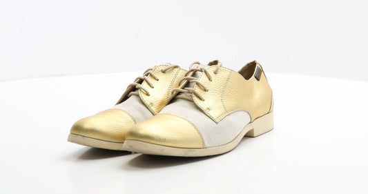 G.H. Bass & Co. Womens Gold Leather Oxford Casual UK 5.5 38.5