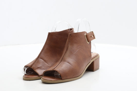 Topshop Womens Brown Leather Slingback Heel UK 2 35