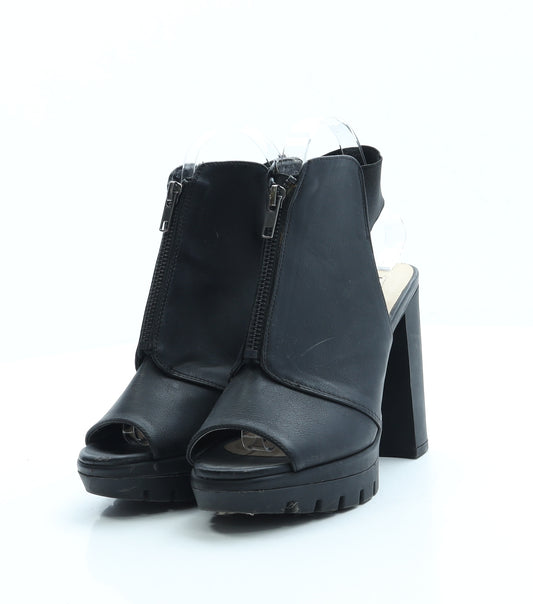 Primark Womens Black Leather Slingback Heel UK 4 37 US 6