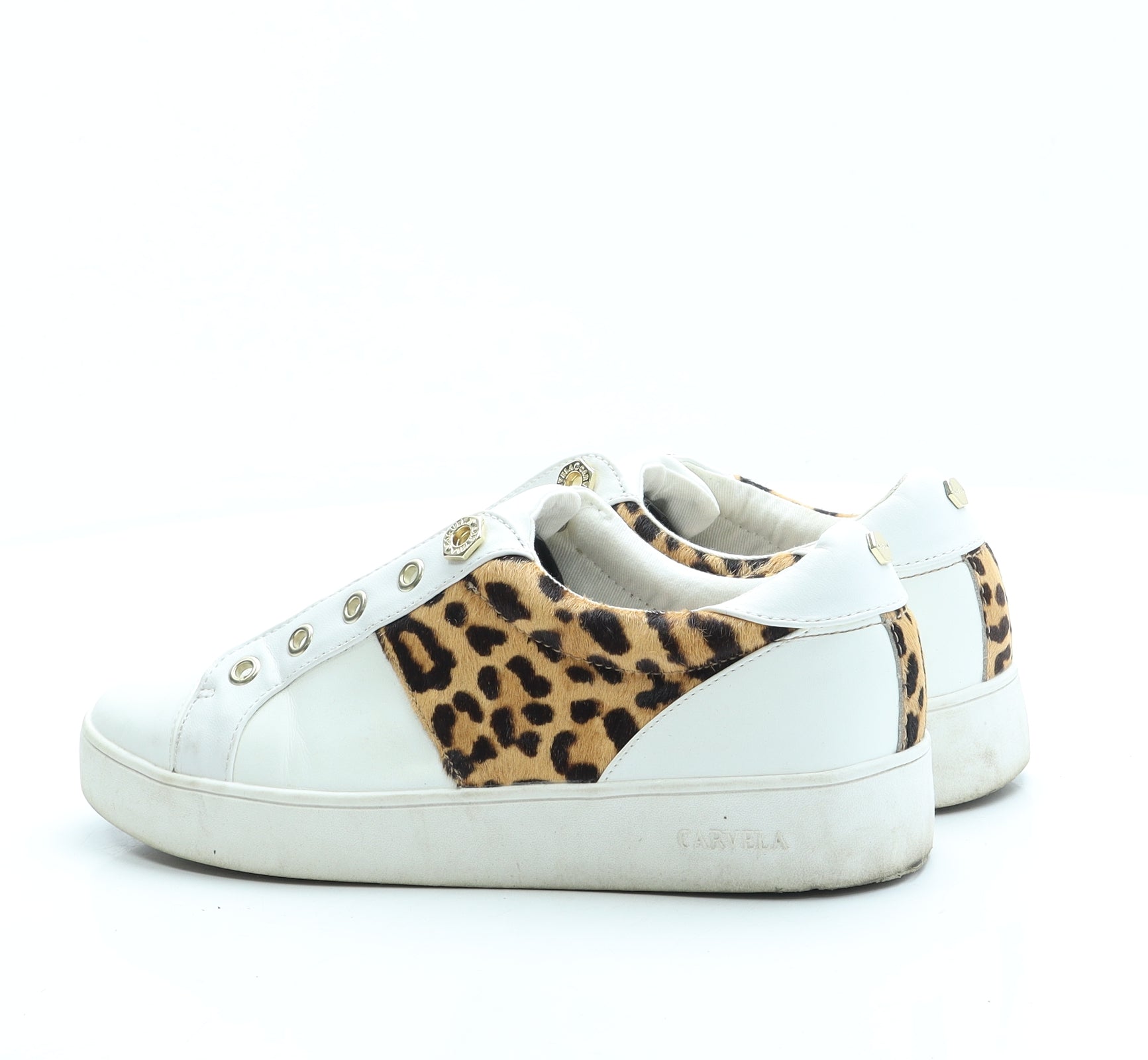 Ladies white trainers with animal print deals