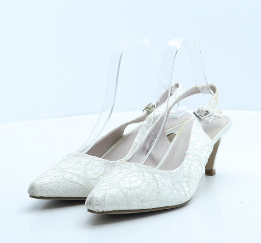 New Look Womens White Floral Polyester Slingback Heel UK 5 38