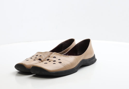 Preworn Womens Brown Spotted Leather Loafer Flat UK 6 39
