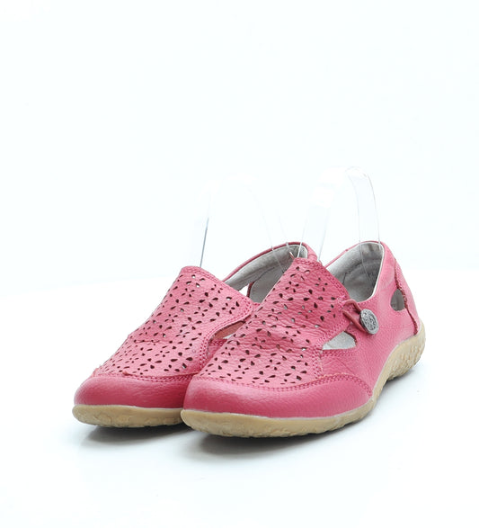 Cushion Walk Womens Pink Leather Slip On Flat UK 4