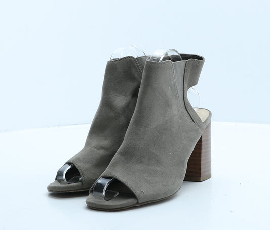 New Look Womens Grey Suede Mule Heel UK 5 38