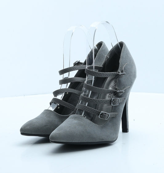New Look Womens Grey Suede Strappy Heel UK 5 38