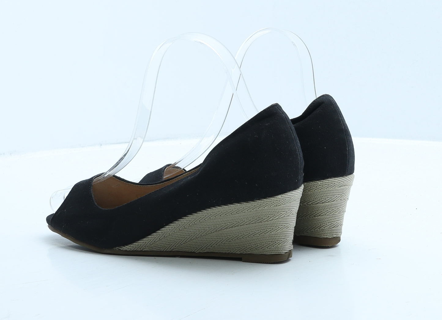 Footwear Womens Black Polyester Espadrille Heel UK 3