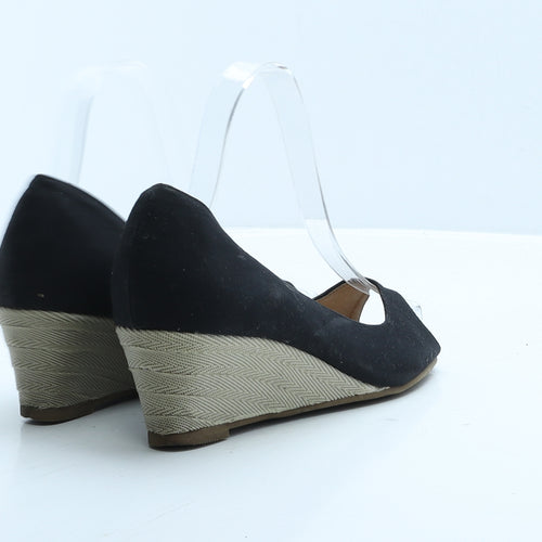 Footwear Womens Black Polyester Espadrille Heel UK 3