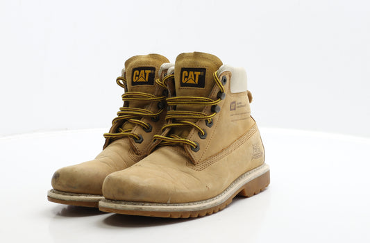 CAT Mens Brown Leather Combat Boot UK 5 36