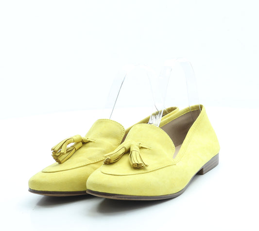 H&M Womens Yellow Suede Loafer Flat UK 5 38