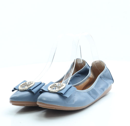 Xin Gan Ju Womens Blue Leather Slip On Flat UK 4 37 - Fold up shoe