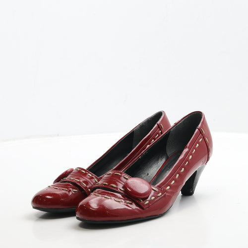 Lotus Womens Red Patent Leather Court Heel UK 3 36 - Contrast Stitching
