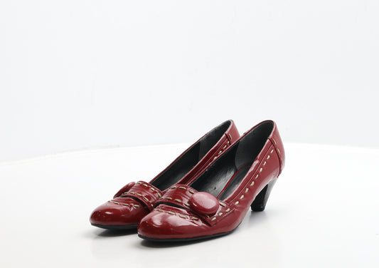 Lotus Womens Red Patent Leather Court Heel UK 3 36 - Contrast Stitching