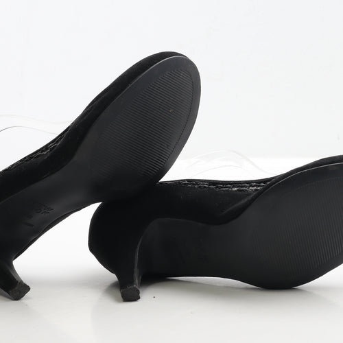 New Look Womens Black Leather Court Heel UK 5 38 - Mesh Detail