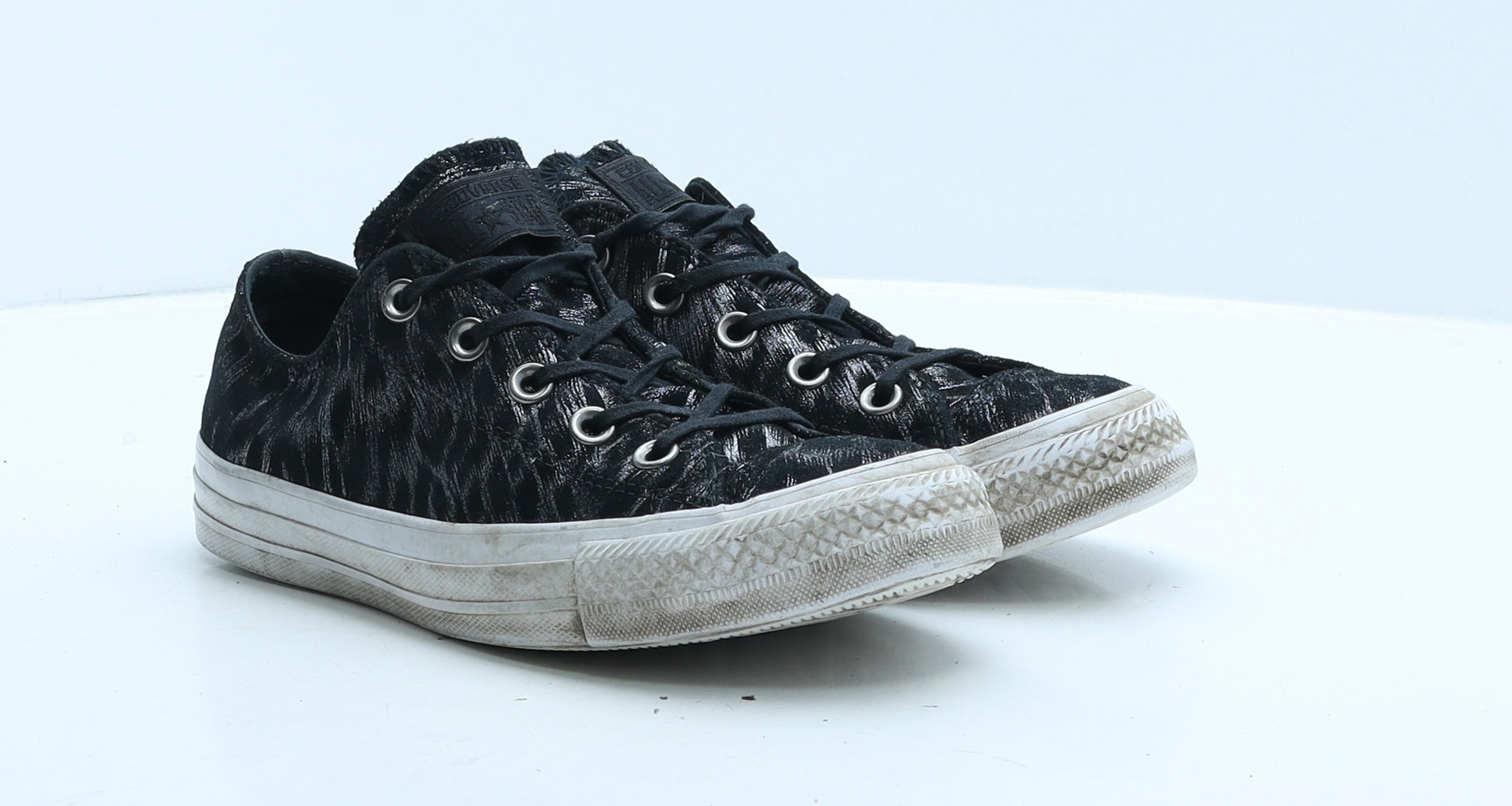 Converse Womens Black Animal Print Leather Trainer UK 4 36 Preworn Ltd