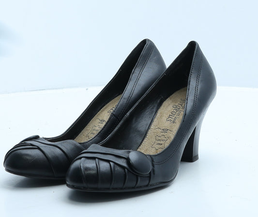 New Look Womens Black Leather Court Heel UK 4 37