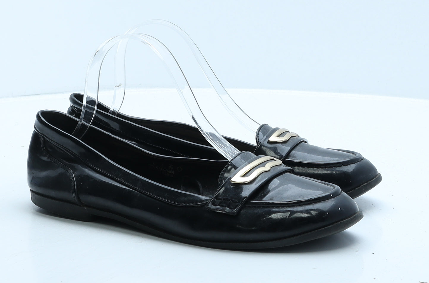 F&F Womens Black Vinyl Ballet Flat UK 6 39