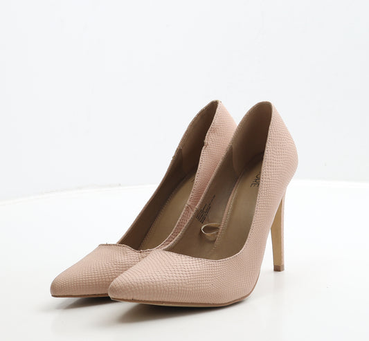 Fiore Womens Pink Geometric Leather Court Heel UK 6 39