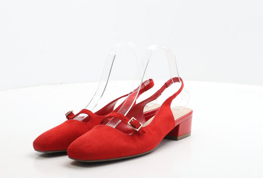 Marks and Spencer Womens Red Suede Slingback Heel UK 3.5