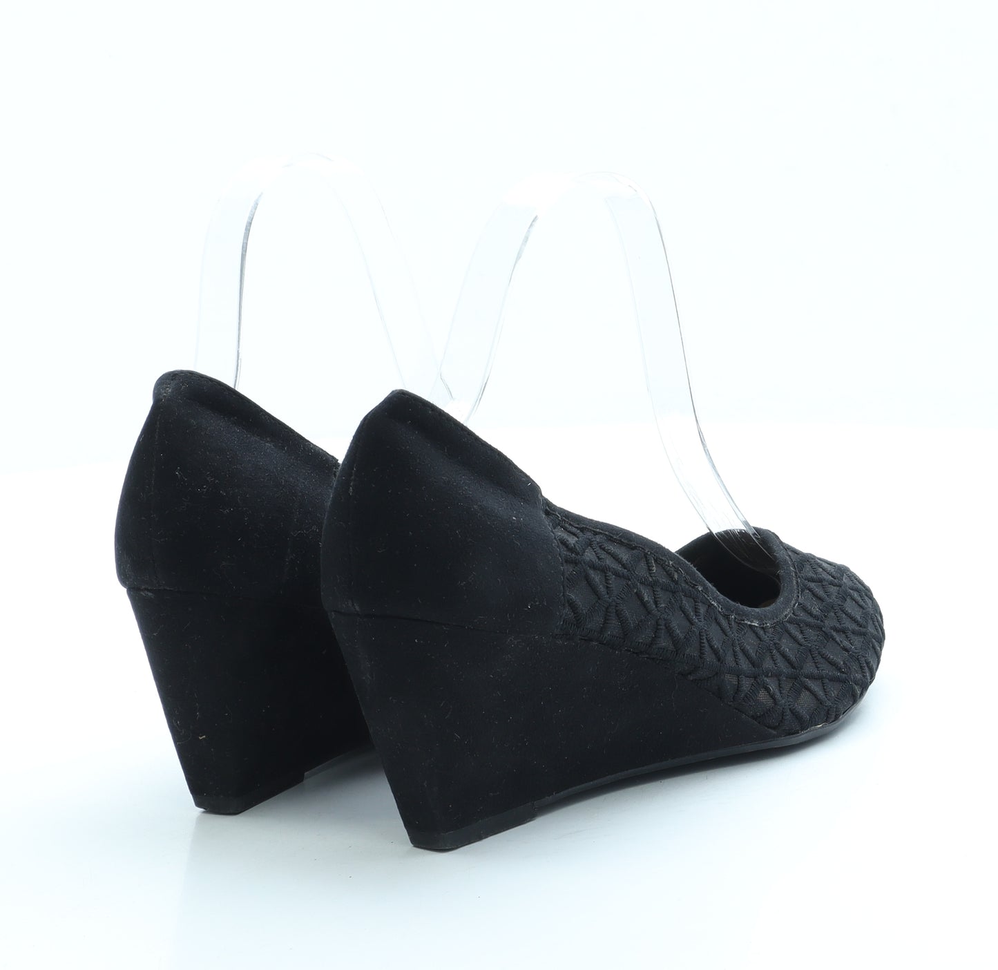 New Look Womens Black Geometric Polyester Court Heel UK 4 37 - Wide Fit